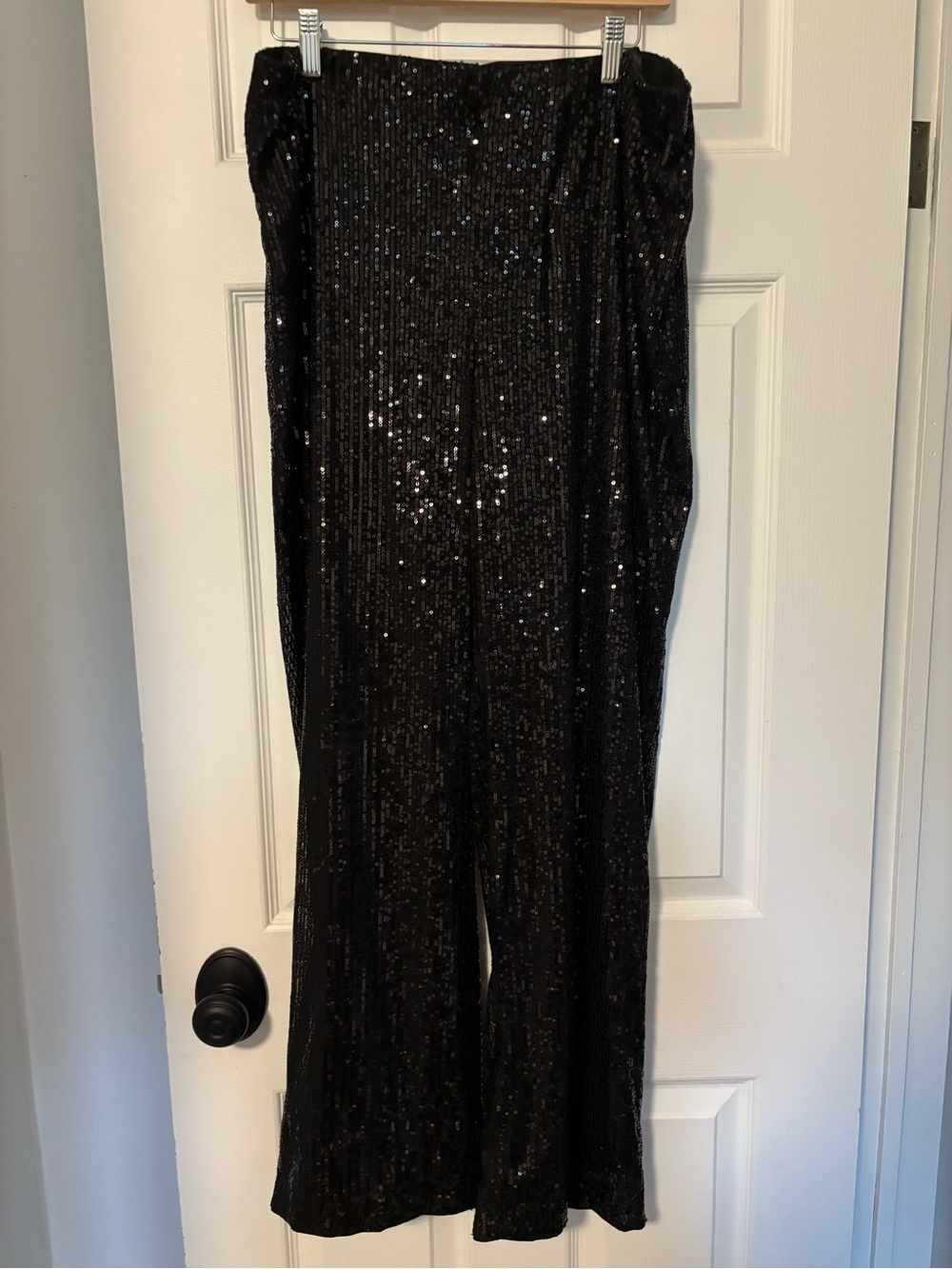 H&M Black Sequin Wide-Leg Pants